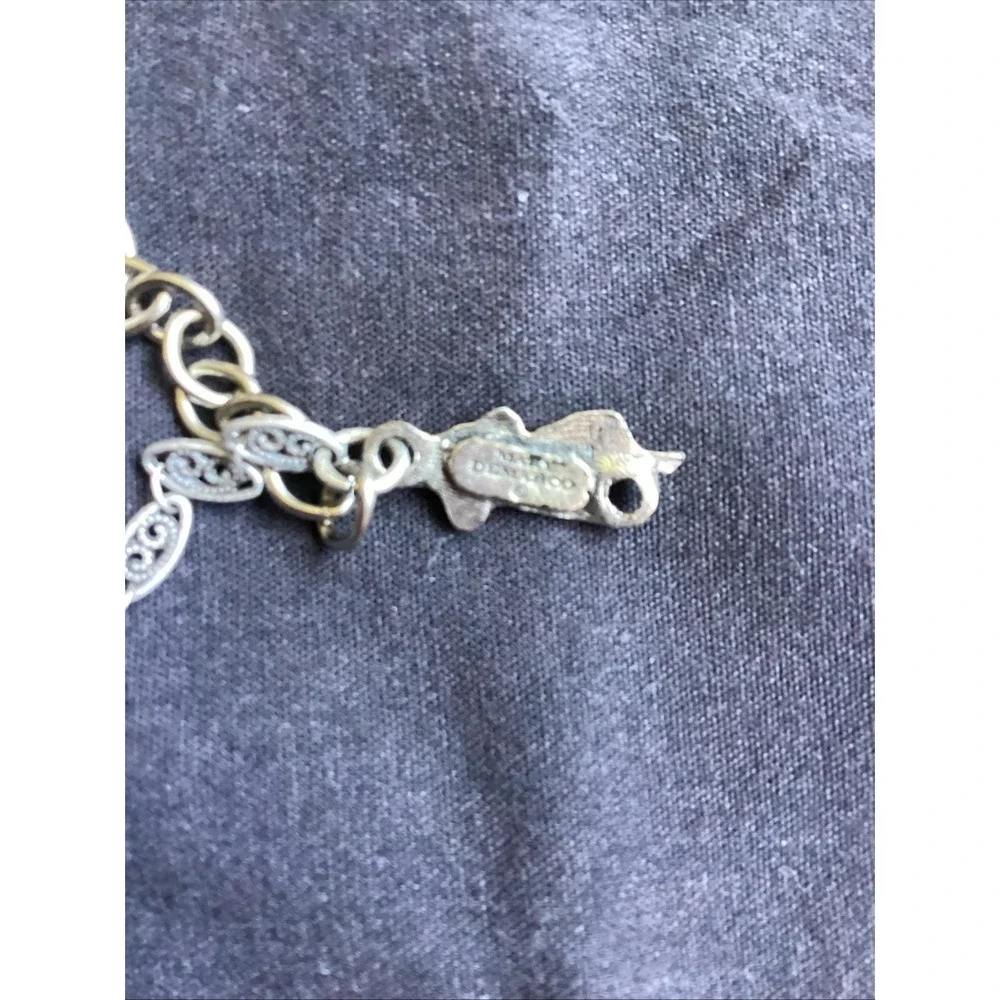 Vtg Mary DeMarco La Contessa Cat Pendant Necklace Rare Hand Clasp Pewter Signed
